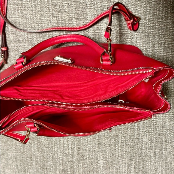 Dooney & Bourke Red Saffiano Tote with Gold Hardware - Picture 4 of 5